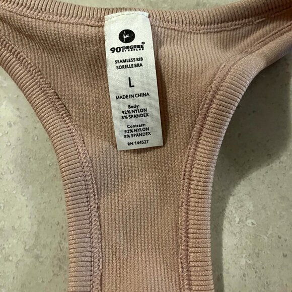 NWT 90 degree by reflex sports bra seamless rib sorelle bra Size large blush - Picture 3 of 8